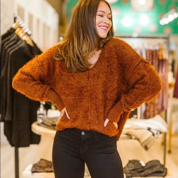 Free People Sweaters - NWT Free People Mocha Java V Neck Pullover size medium